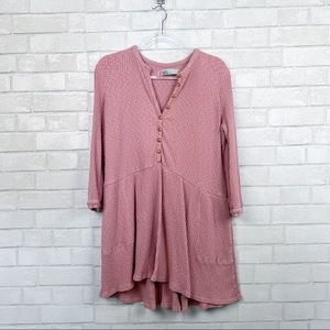 Free People FP Beach Blossom Button-Up T-Shirt Dress, Pink